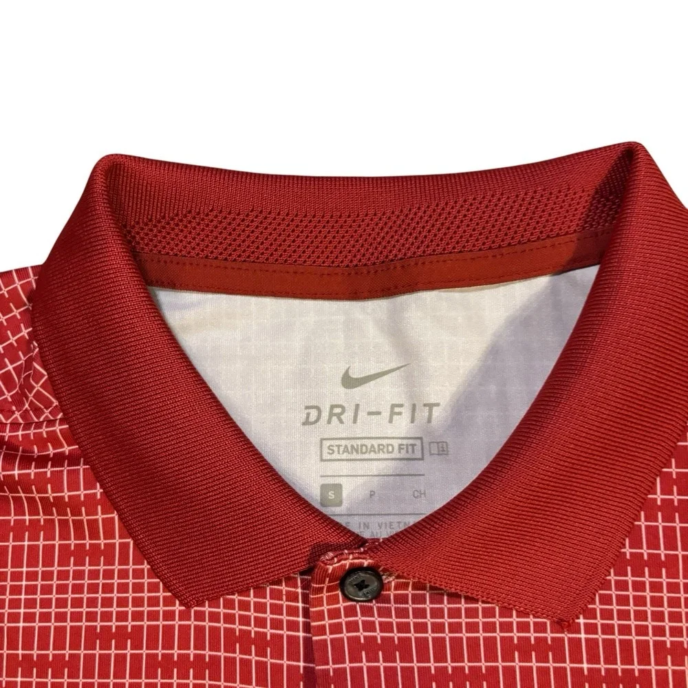 Nike Golf Polo Dri FIT Vapor Red White‎ Mens Small Genesys Invitational
